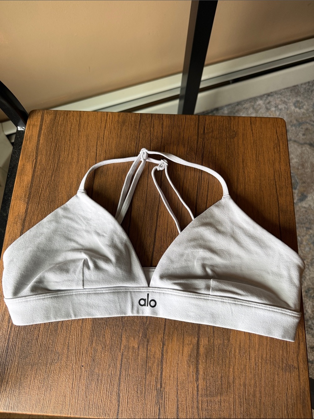 ALO Yoga White Strappy Light Support Bralette